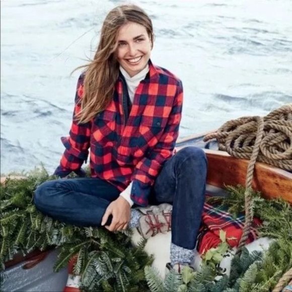 J. Crew Flannel Half Zip Shirt Jacket in Red and Black Buffalo Plaid Size XS - Picture 3 of 12